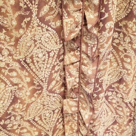 Sheer Blouse Brown Tan V- Neck  Tunic Top Plus Size 2X - Picture 4 of 11